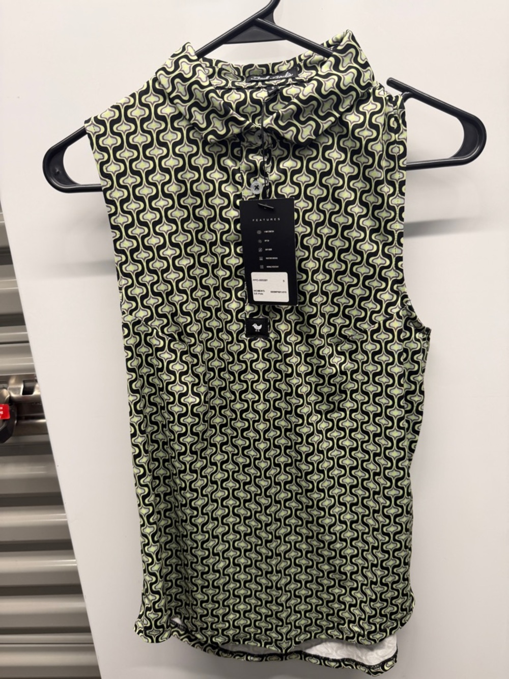 New women's Bad Birdie sleeveless golf polo geometric design. NWT small